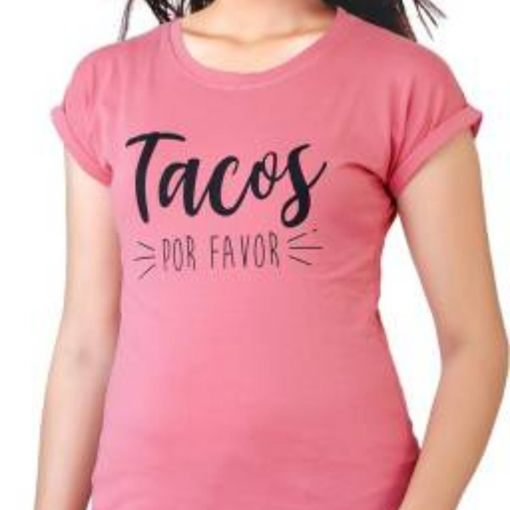 Tacos Por Favor Women's Pink T-shirt Large
